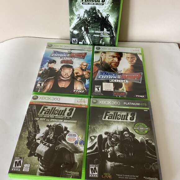 Xbox 360 Video Games Smack Down / Raw 2009 / 2008 / Fallout 3 - Picture 1 of 9